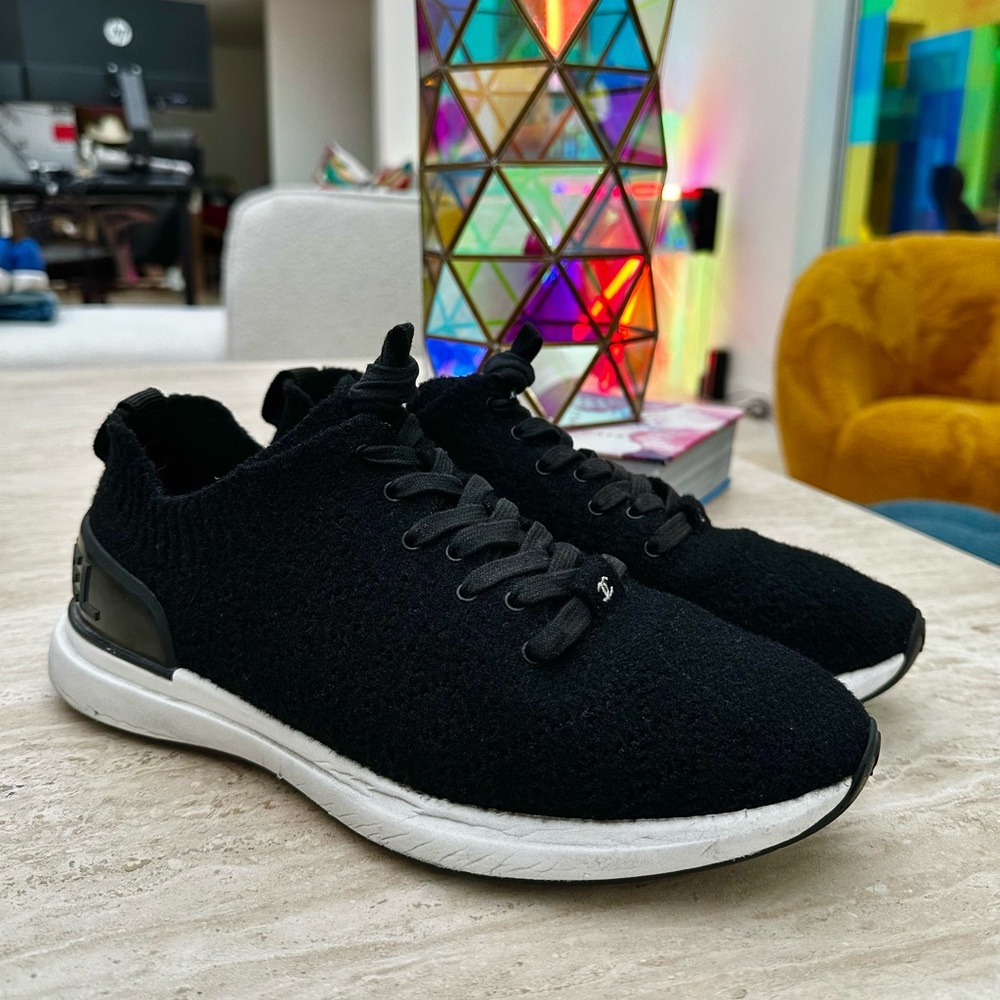 Men's CHANEL Black Knit Fabric Minimalist Sneakers!
